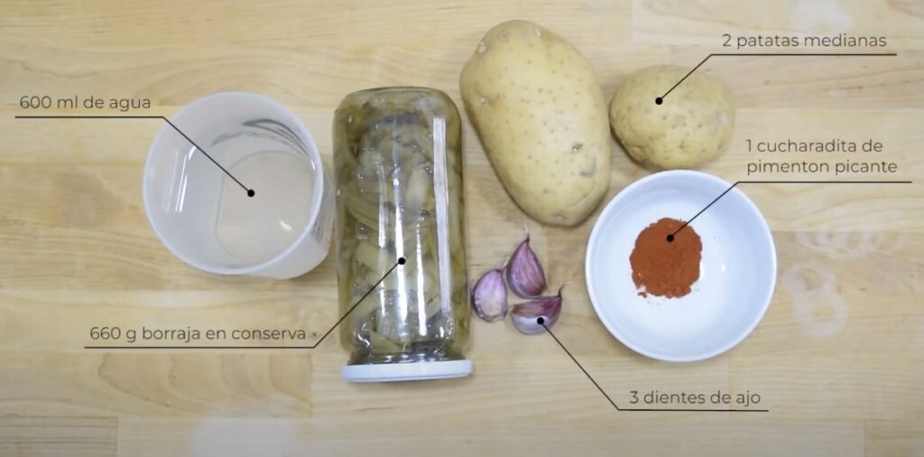 Borraja en conserva con patatas